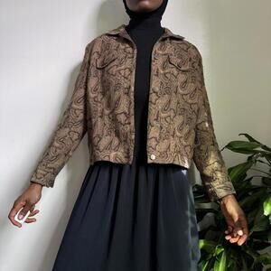Vintage brown paisley print boho jacket size L